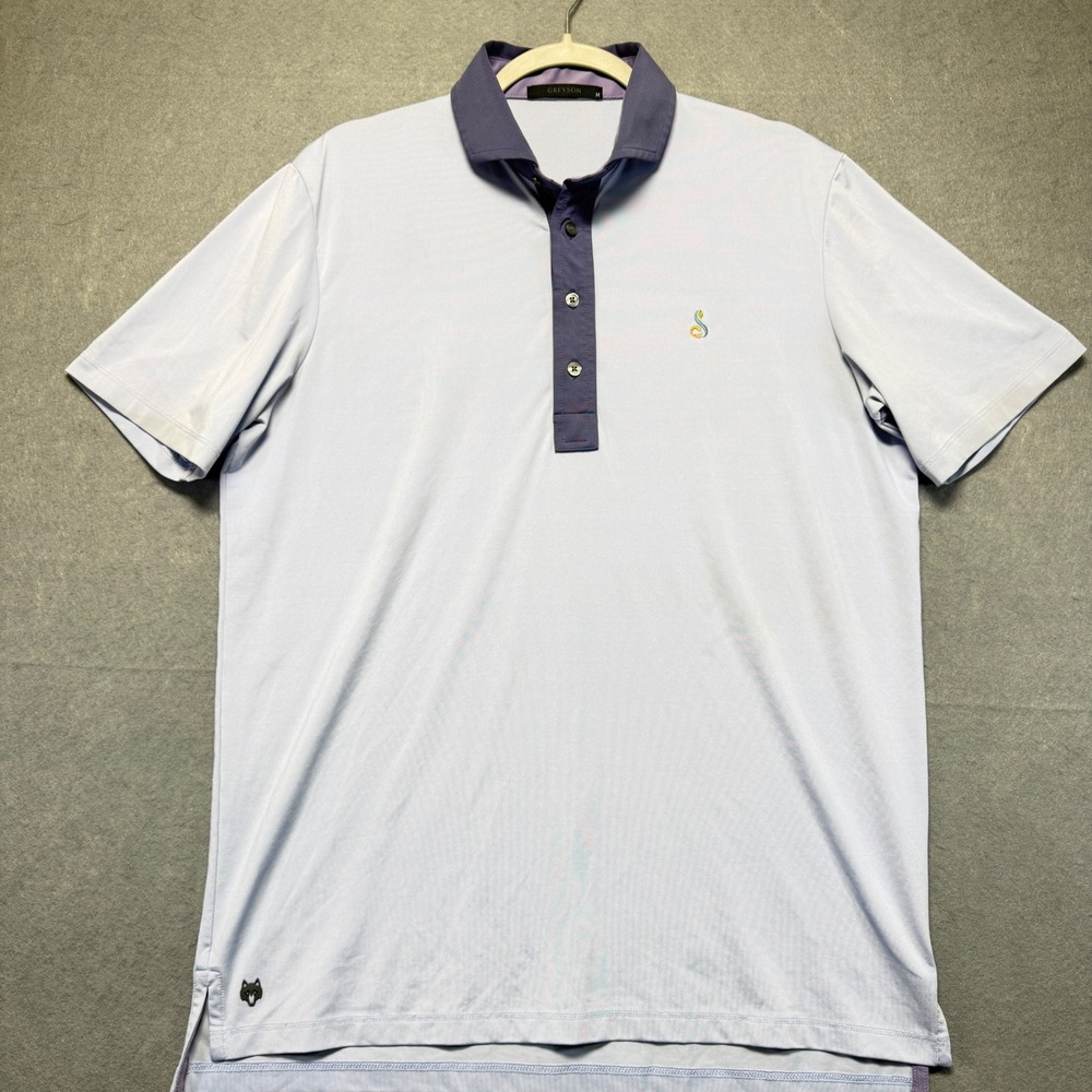 Greyson Mens Short Sleeve Golf‎ Polo Shirt Purple Contrast Collar Size M